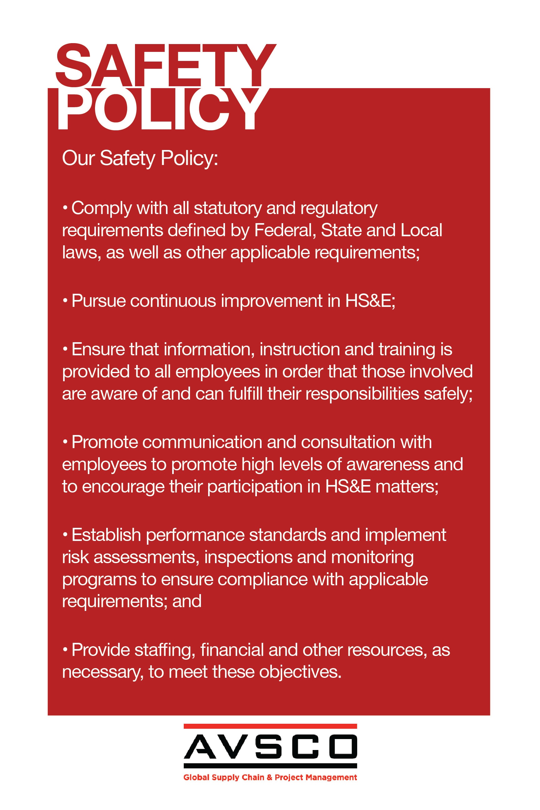 Safety Policy Statement