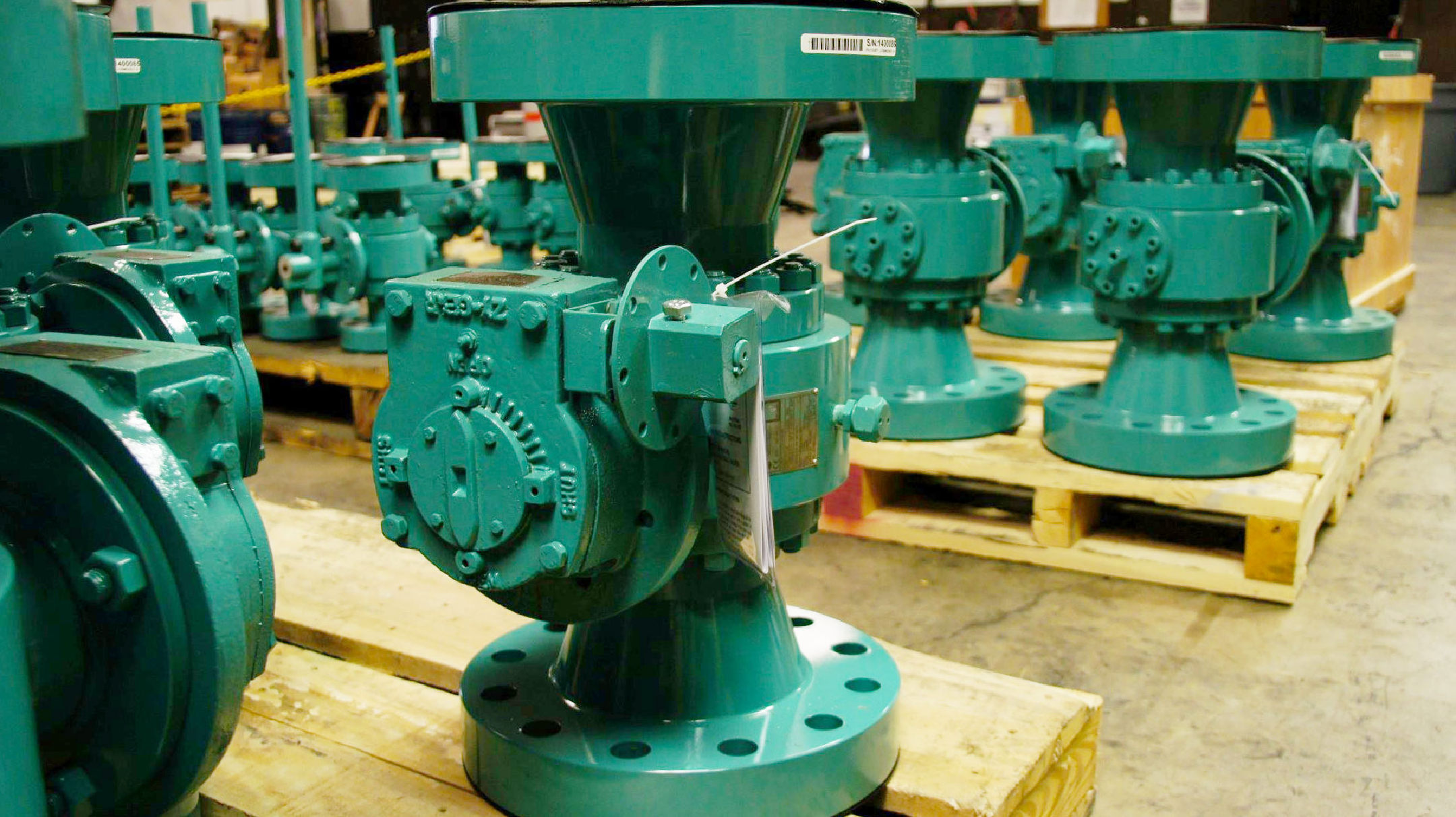 Industrial pumps in warehouse